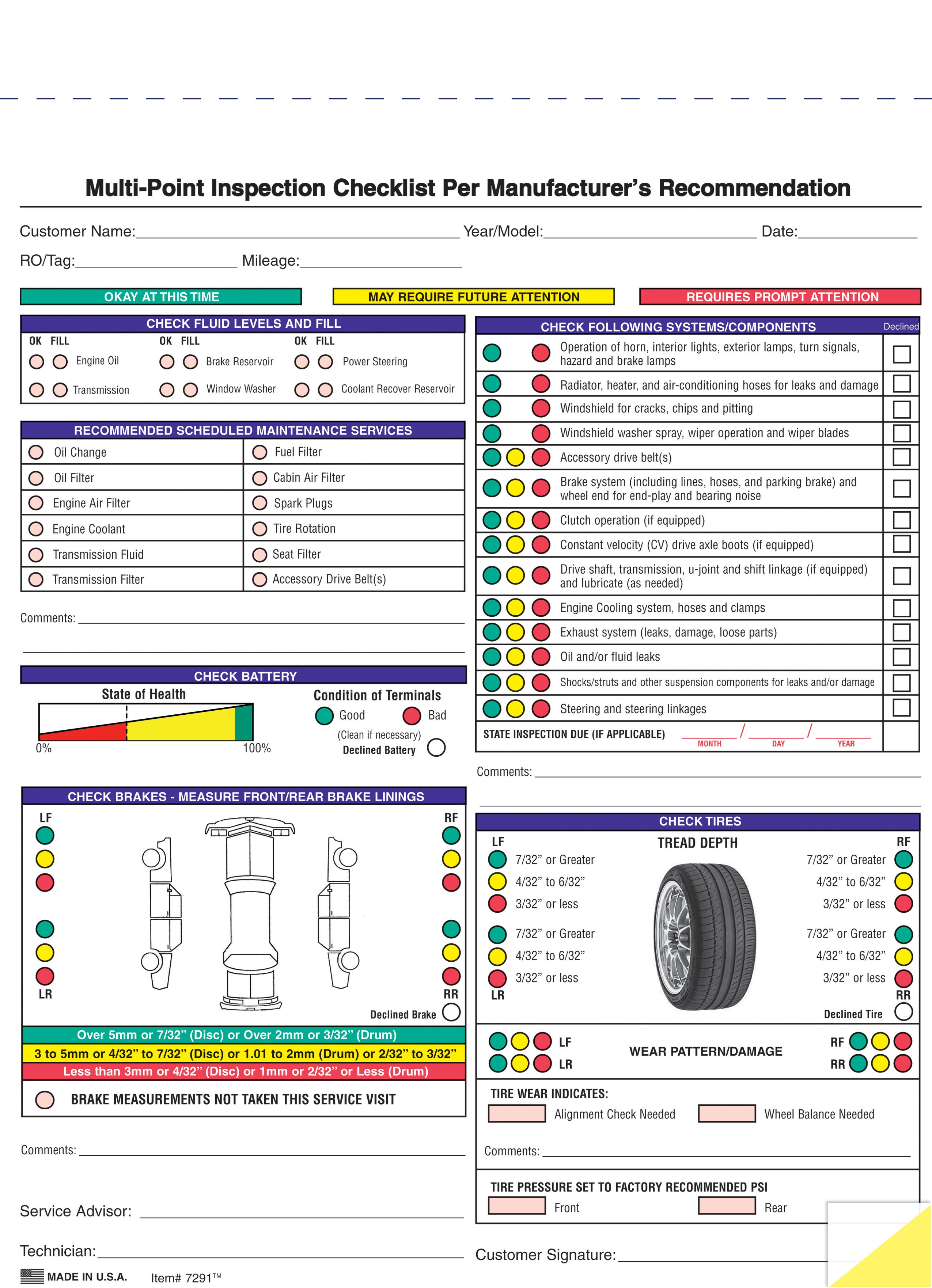 Free Printable Vehicle Inspection Form