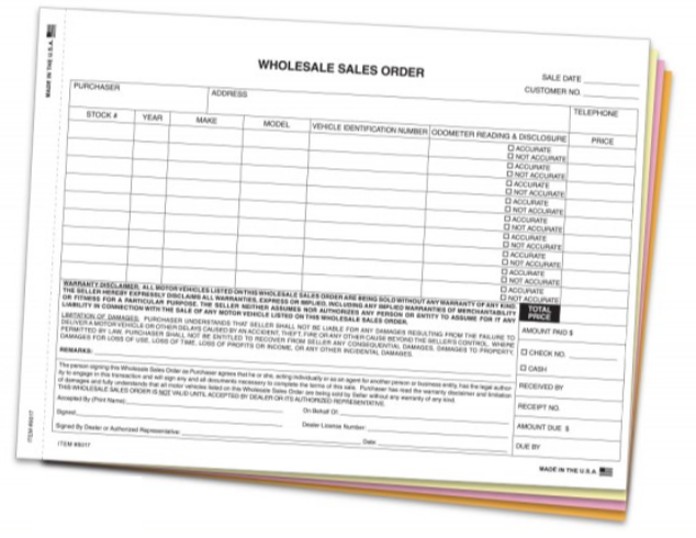 Wholesale Sales Order Form #8017 | www.bagssaleusa.com is your #1 source for Auto Dealer Supplies