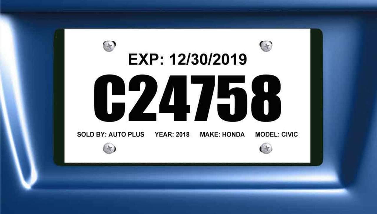 Car dealership blank printable temporary license plate template